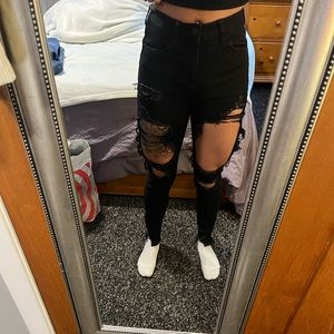 American Eagle Super Ripped Black Jeggings High waisted